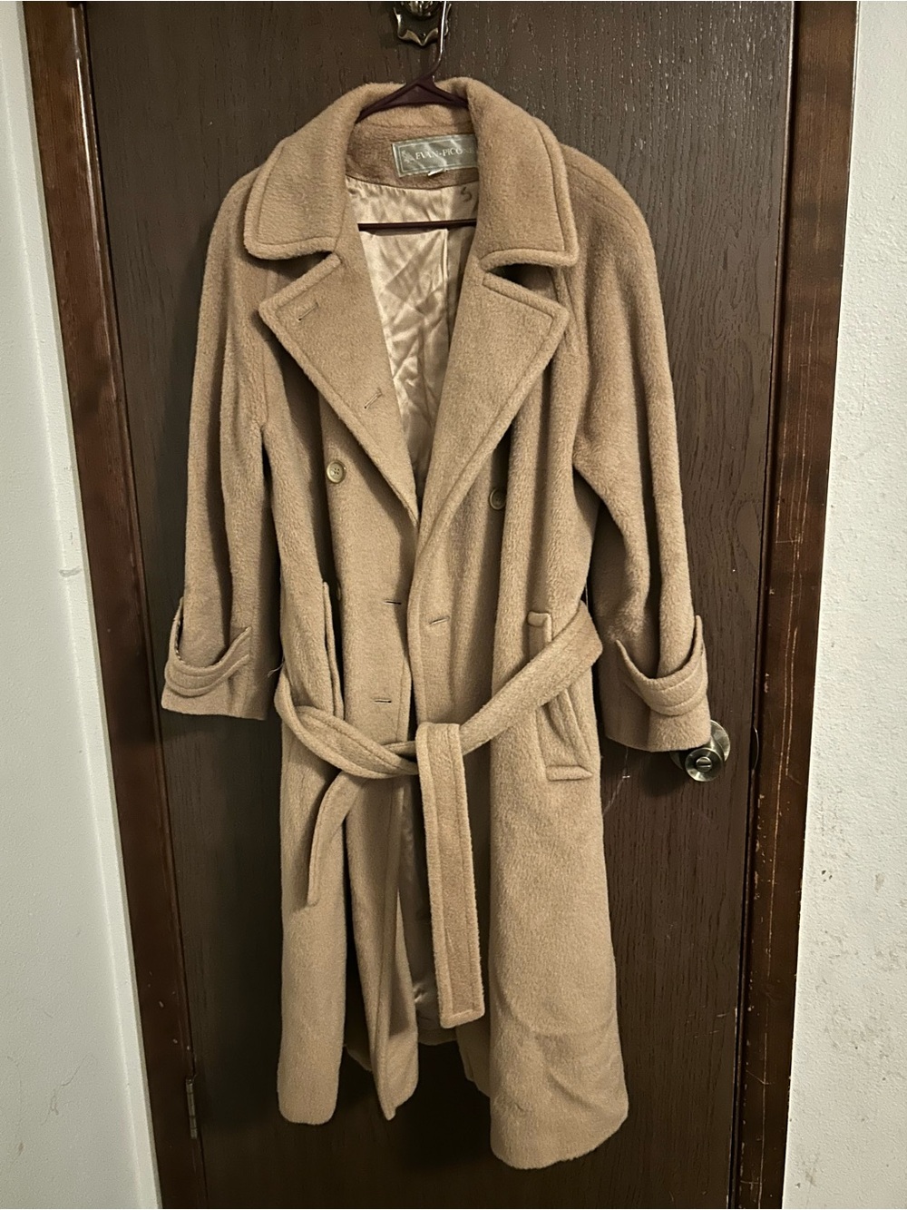 Evan Picone Wool Belted Coat Brown Size 14